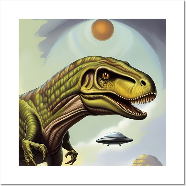 UFO Tyrannosaurus Wall Art by roswellboutique